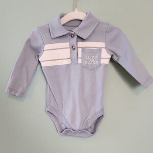 Tahari Light Blue & White Long Sleeve Bodysuit